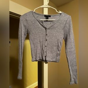 Light Blue Long Sleeved Crop Top